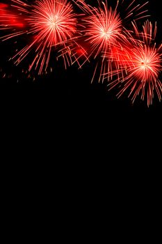 Colorful fireworks on the black sky background