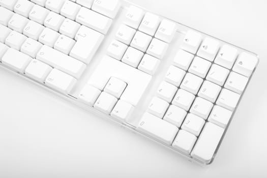 White computer keyboard on white background