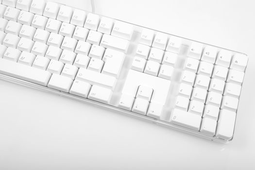 White computer keyboard on white background