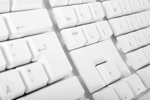 White computer keyboard on white background