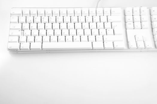 White computer keyboard on white background