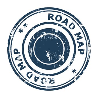 Road map business concept stamp isolated on a white background.
