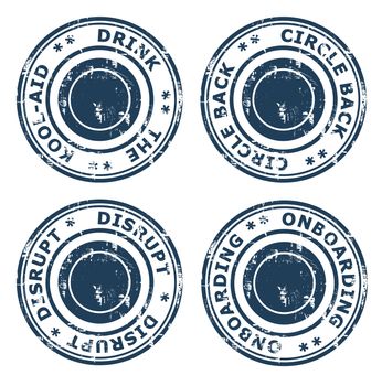 Set of different business concept stamps isolated on a white background.