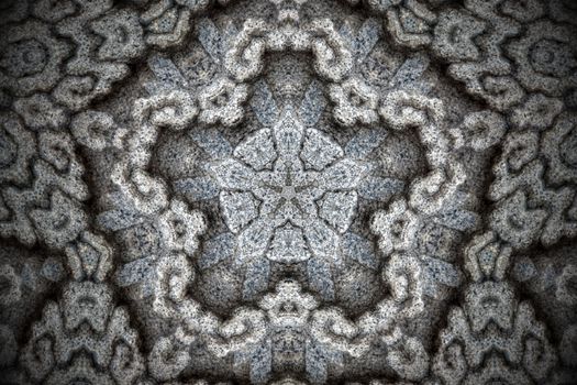 Fractal kaleidoscope background with images forming a star-shaped pattern