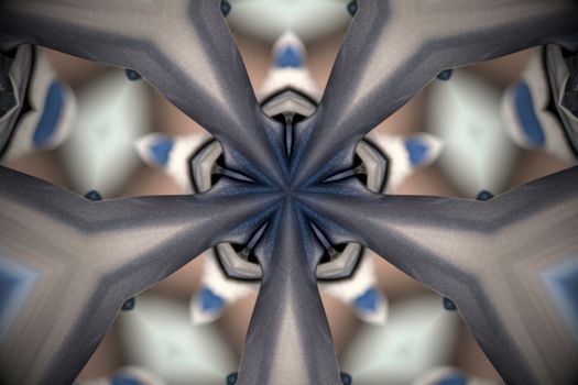 Fractal kaleidoscope background with images forming a star-shaped pattern