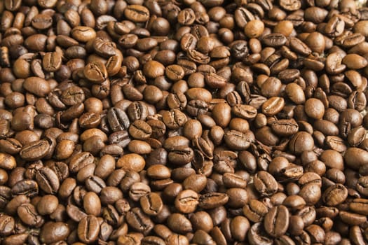 coffee beans roasted Brown background