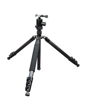Photo tripod with ball head isolated on white background with clipping path