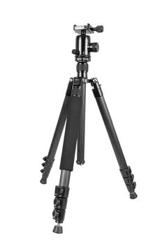 Photo tripod with ball head isolated on white background with clipping path