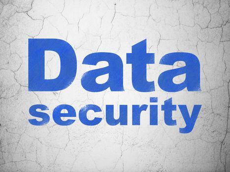 Privacy concept: Blue Data Security on textured concrete wall background