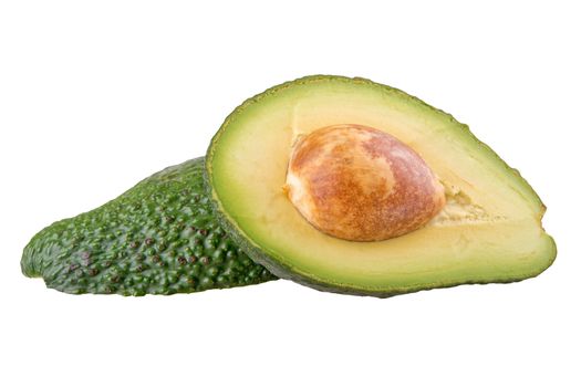 Cut avocado isolated on a white background
