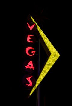 LAS VEGAS, NV/USA - FEBRUARY 14, 2016: Landmark lights of Fremont East District in downtown Las Vegas.