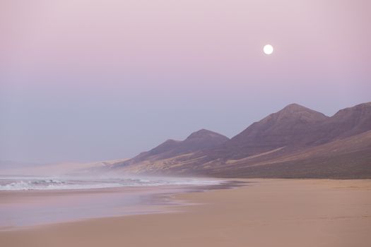 El Cofete beach in dusk, Fuerteventura, Canary Islands, Spain