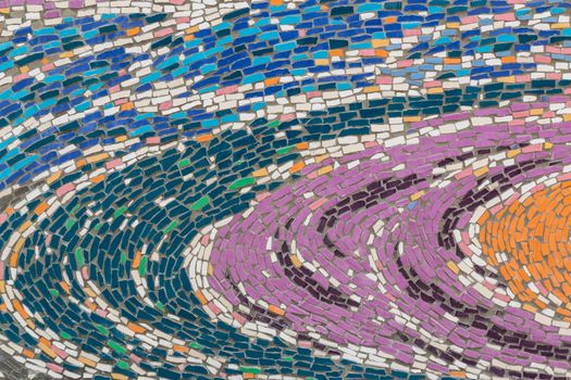 Colorful glass mosaic art and abstract wall background.