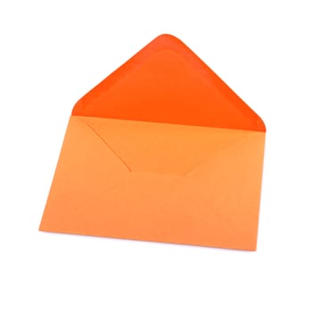 Open orange envelope isolated on a white background