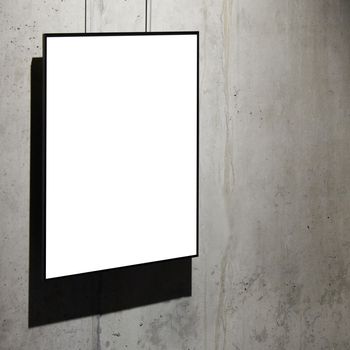 Empty white isolated frame on the wall