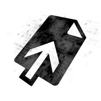Web design concept: Pixelated black Upload icon on Digital background