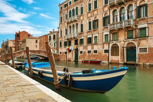 Grand Canal and Basilica Santa Maria della Salute in sunny day. Venice, Italy. Sunny day