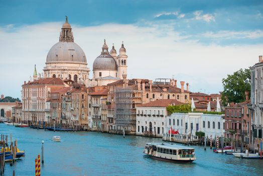 Grand Canal and Basilica Santa Maria della Salute in sunny day. Venice, Italy. Sunny day