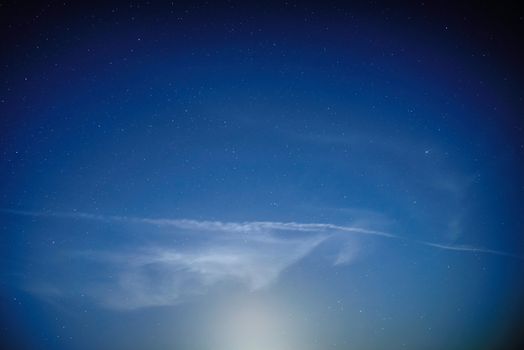 Blue dark night sky with many stars. Space background