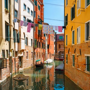 Grand Canal and Basilica Santa Maria della Salute in sunny day. Venice, Italy. Sunny day