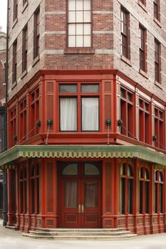 Facade of a brick building in California