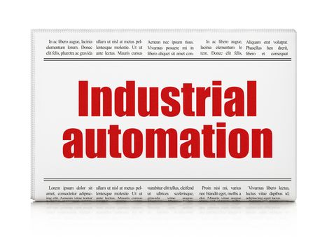 Manufacuring concept: newspaper headline Industrial Automation on White background, 3d render