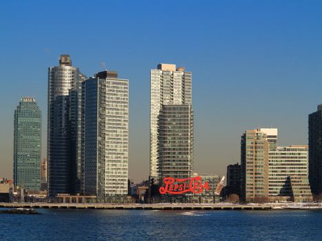 Famous Pepsi-Cola sign in Gantry Plaza State Park, Queens, New York City.