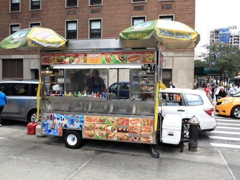 Food stand on a Manhattan street