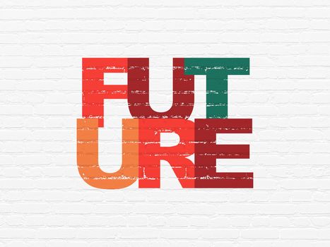 Time concept: Painted multicolor text Future on White Brick wall background