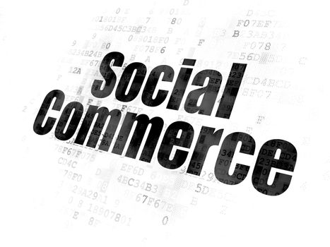 Marketing concept: Pixelated black text Social Commerce on Digital background