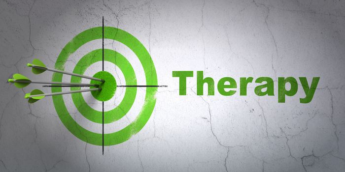 Success Healthcare concept: arrows hitting the center of target, Green Therapy on wall background