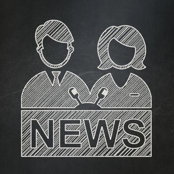 News concept: Anchorman icon on Black chalkboard background