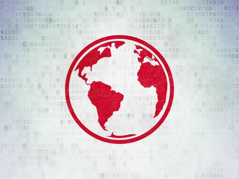 Science concept: Painted red Globe icon on Digital Paper background