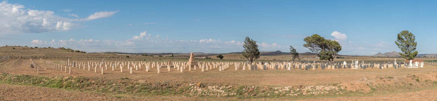 SPRINGFONTEIN, SOUTH AFRICA - FEBRUARY 16, 2016: The cemetery with graves of 299 British soldiers who died in hospital and 663 Boers who died in the concentration camp in the Second Boer War 1899-1902