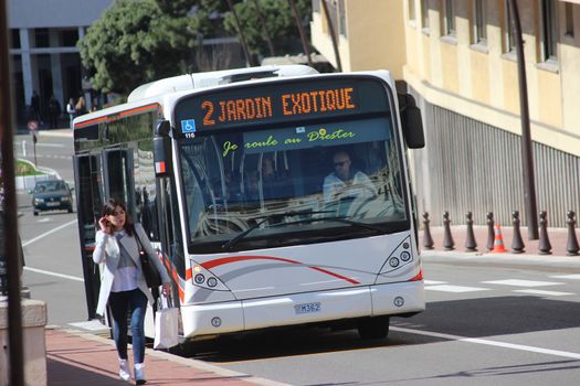 Monte-Carlo, Monaco - March 9, 2016: Modern City Bus Van Hool New A330 on Avenue d'Ostende in Monte-Carlo, Monaco in the south of France