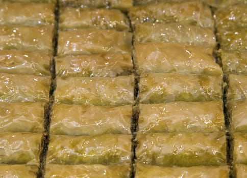 Turkish Ramadan Dessert Baklava with concept background