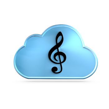 Music As A Service (MAAS) icon concept. A G clef over a cloud