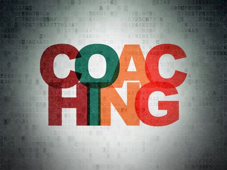 Education concept: Painted multicolor text Coaching on Digital Paper background