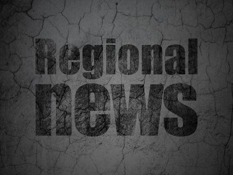 News concept: Black Regional News on grunge textured concrete wall background