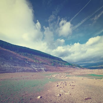 Valley of the Cantabrian Mountains in Spain, Vintage Style Toned Picture