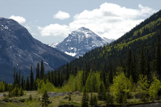 The lakes,  streams ,rivers, waterfalls and peaks of the Canadian Rocky mountains in Alberta.