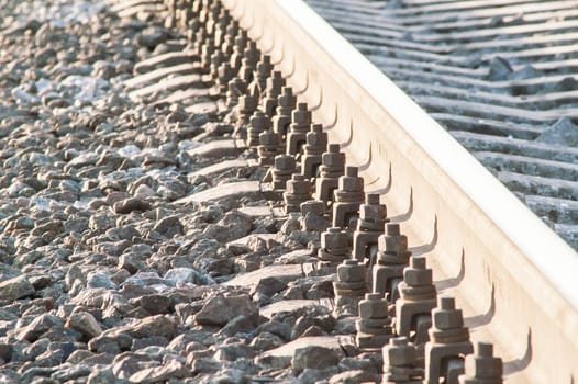 view of the railway close up at sunset