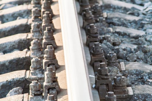 view of the railway close up at sunset