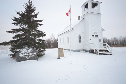 historic architecture of the building on a cold winter day
