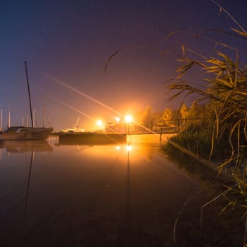 A rural small lake at night, nature series