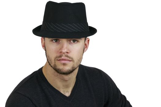 Portrait of Man Wearing Fedora