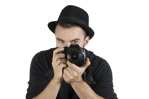 Man in Black Hat With Camera