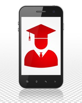 Learning concept: Smartphone with red Student icon on display