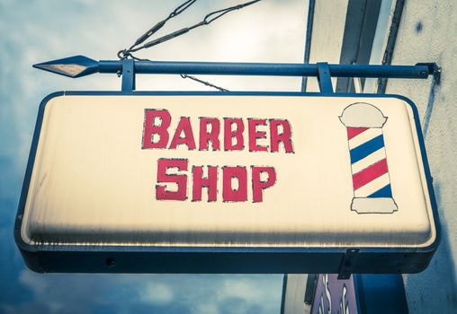 Retro Red And White Vintage Barber Shop Sign