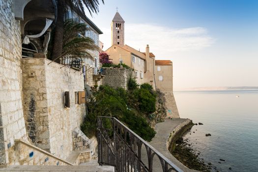 View of the town of Rab, Croatian tourist resort famous for its bell towers.